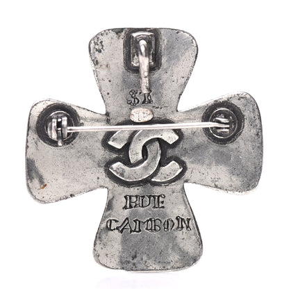 Chanel Ruthenium Gripoix Poured Glass Cross Brooch 3 of 5