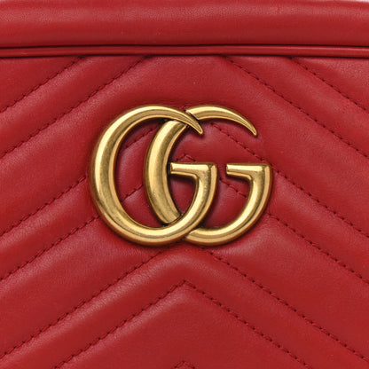 Gucci Calfskin Matelasse Small GG Marmont Chain Shoulder Bag Hibiscus Red 9 of 16