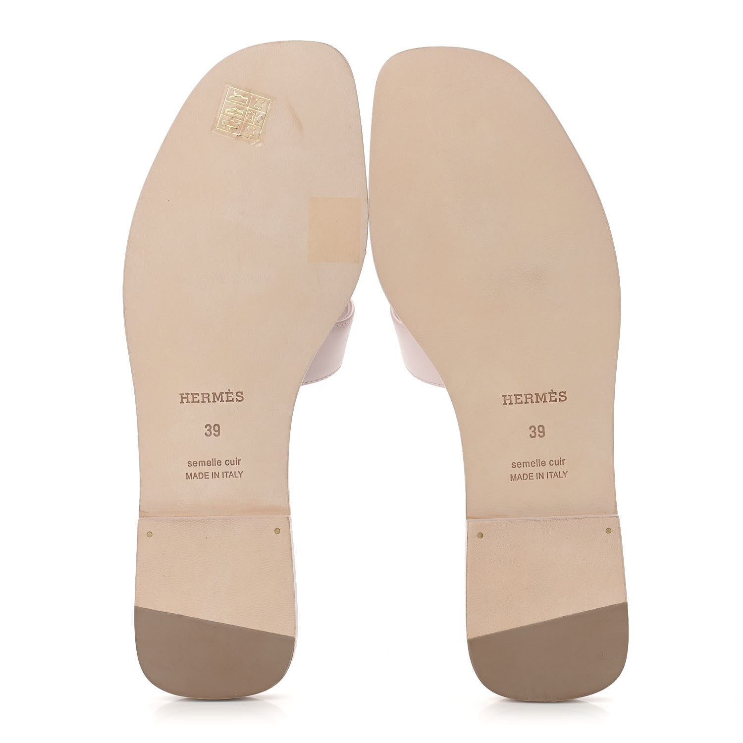 Hermes Box Calfskin Oran Sandals 39 Rose Pale 5 of 9