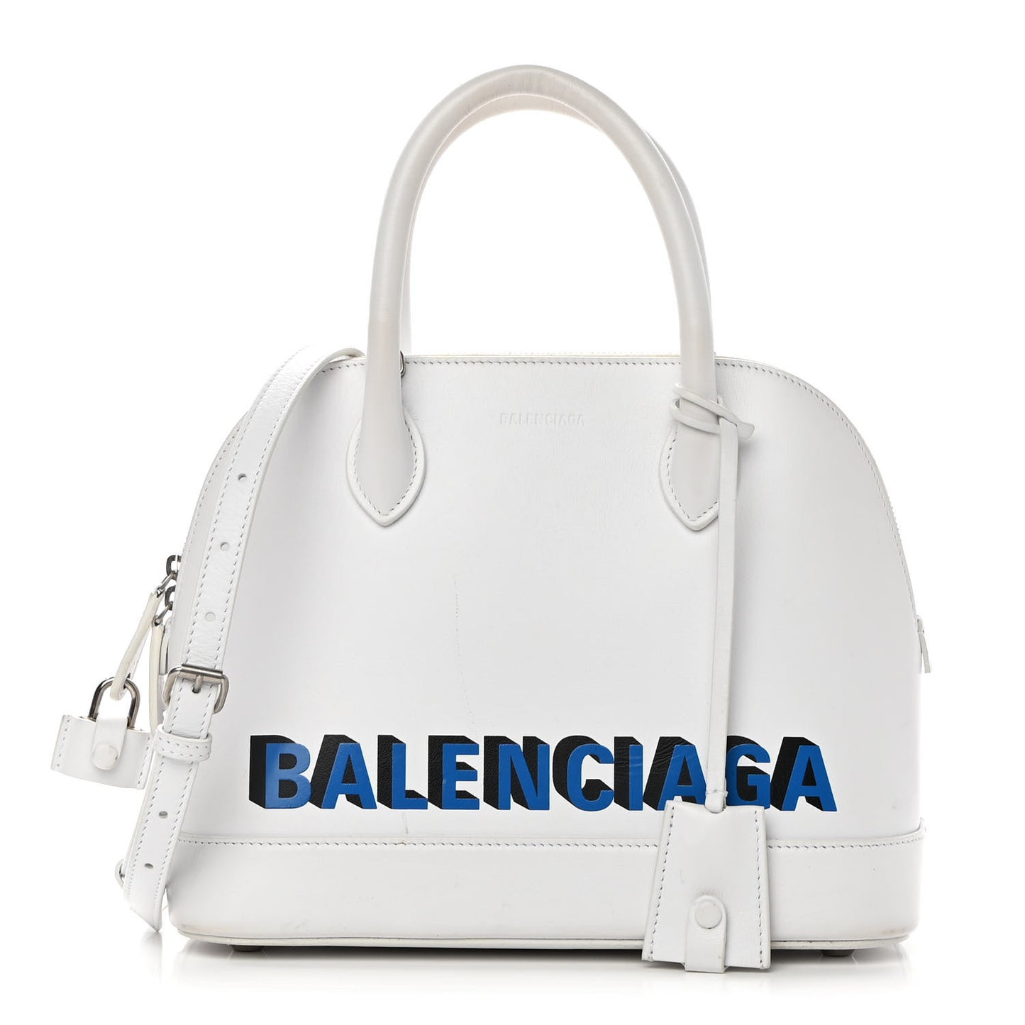 Smooth Calfskin 3D Logo S Ville Top Handle Bag White Screen Blue Black