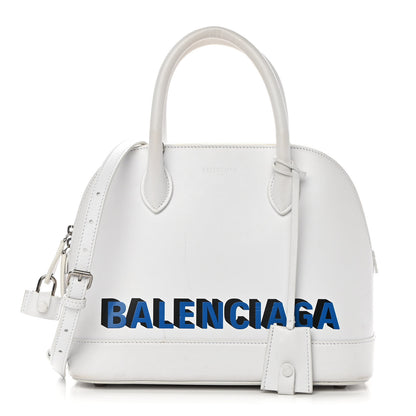 Balenciaga Smooth Calfskin 3D Logo S Ville Top Handle Bag White Screen Blue Black 1 of 20