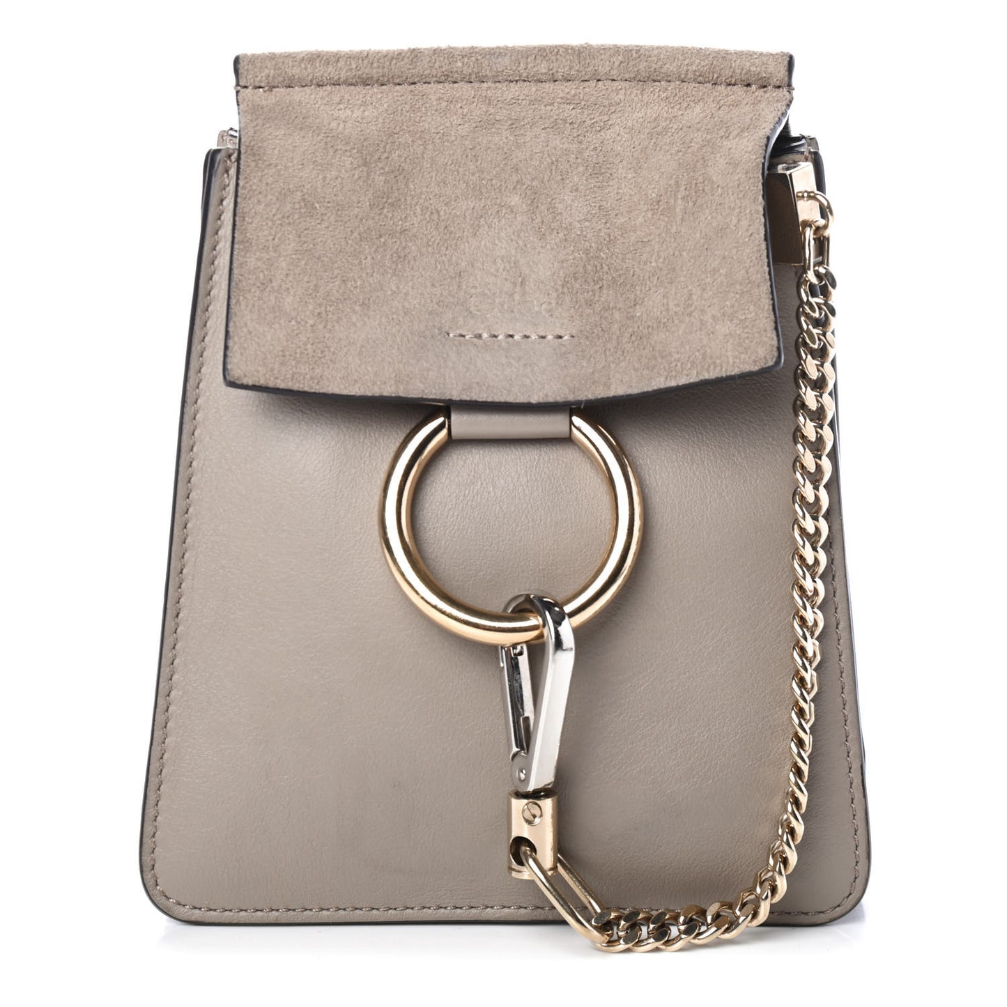 Suede Calfskin Mini Faye Bracelet Bag Motty Grey