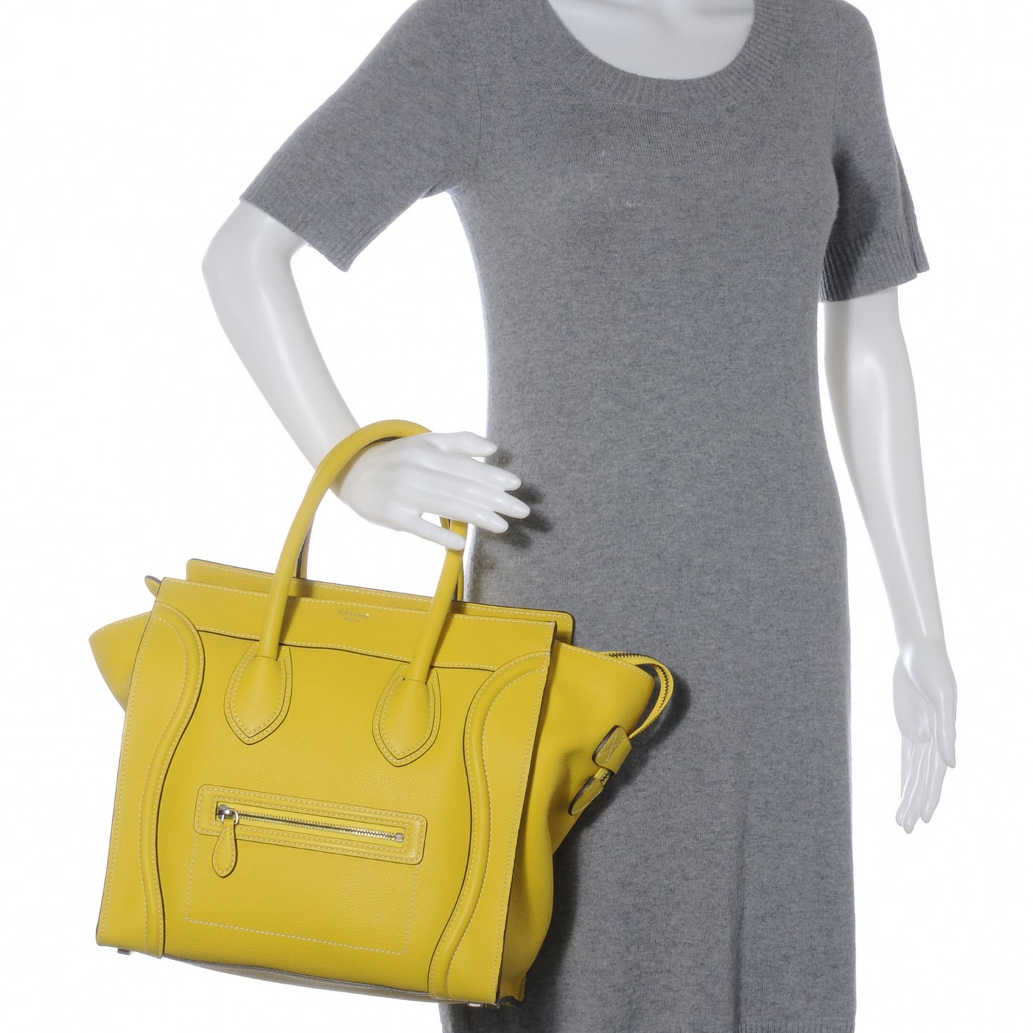 Drummed Calfskin Mini Luggage Citron