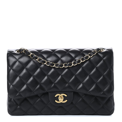Chanel Lambskin Quilted Jumbo Double Flap Black 1 of 15
