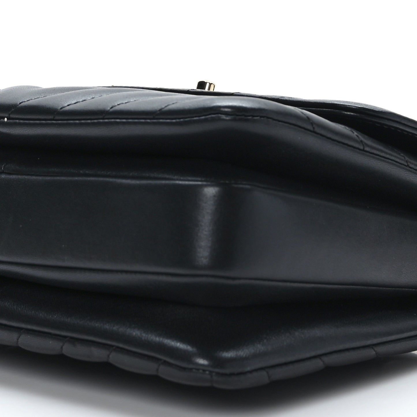 Lambskin Chevron Quilted Small Trendy CC Dual Handle Flap Bag Black