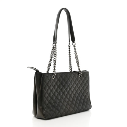 Chanel Metallic Goatskin Quilted Medium Rock In Rome Tote Charcoal 3 of 11