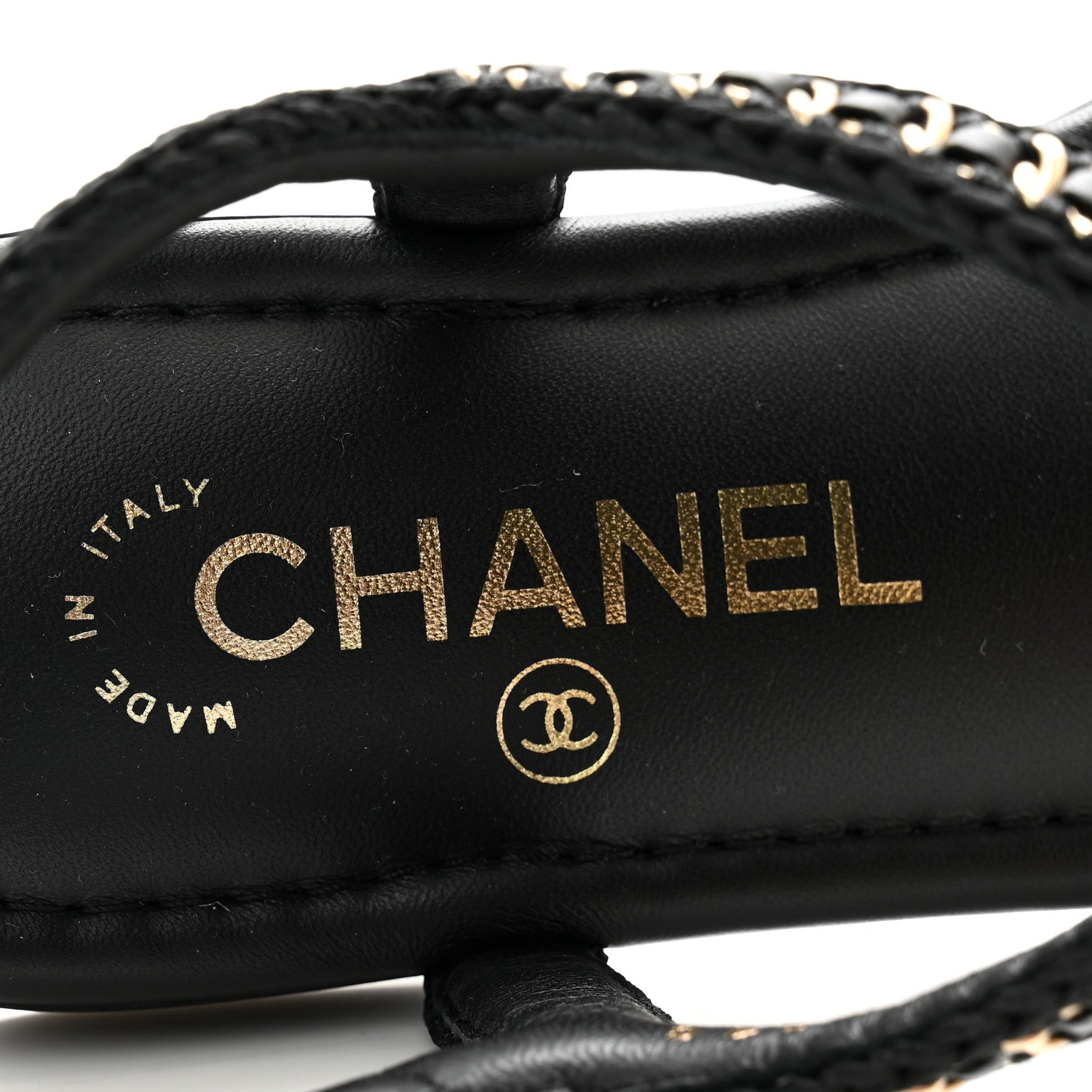 Chanel Lambskin Embroidered CC Thong Sandals 36 Black 6 of 10