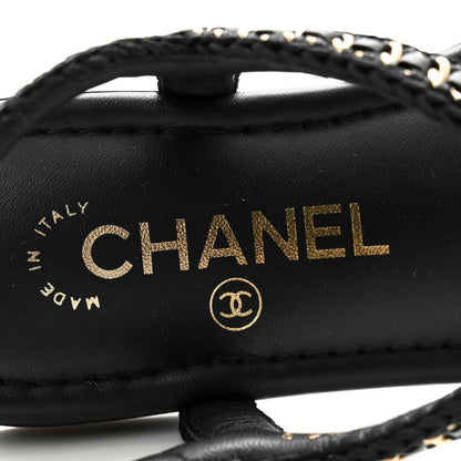 Chanel Lambskin Embroidered CC Thong Sandals 36 Black 6 of 10