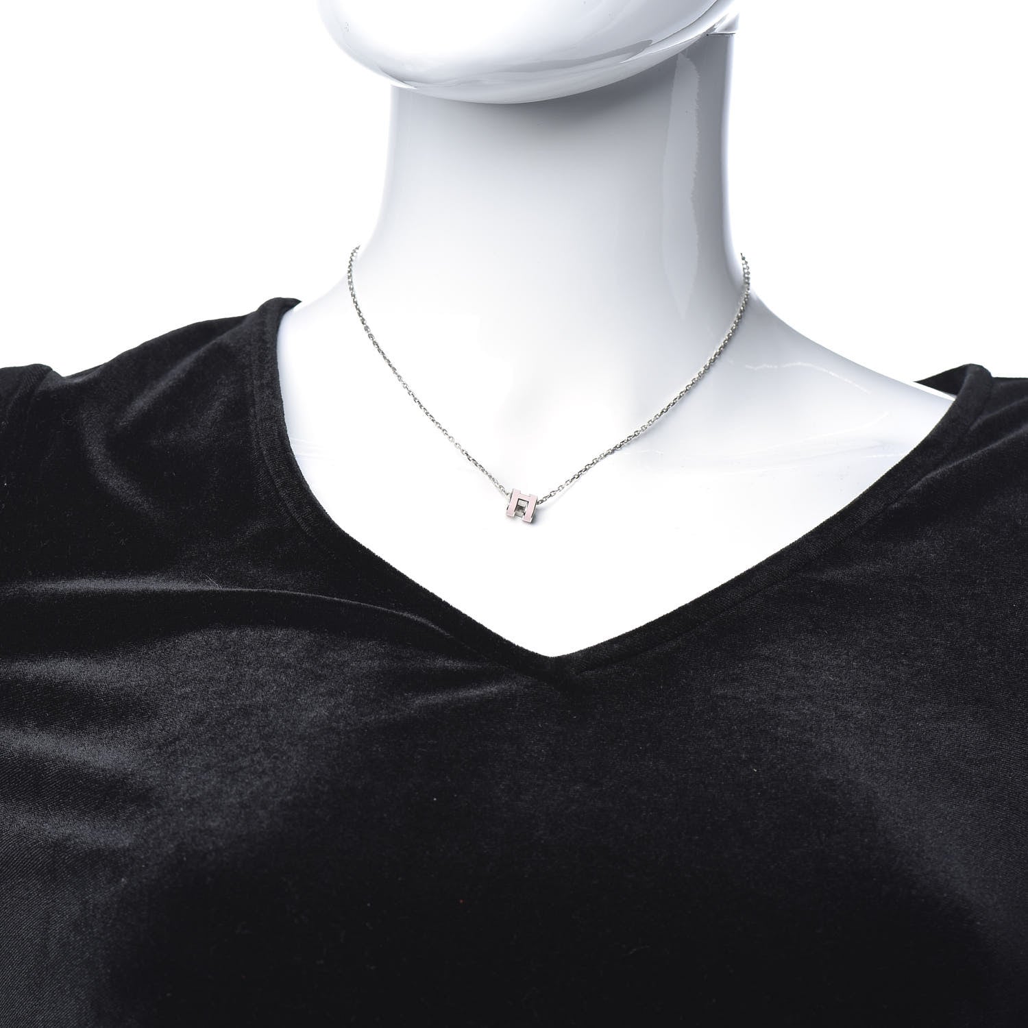 Hermes Palladium Mini Pop H Pendant Necklace Rose Dragee 2 of 5