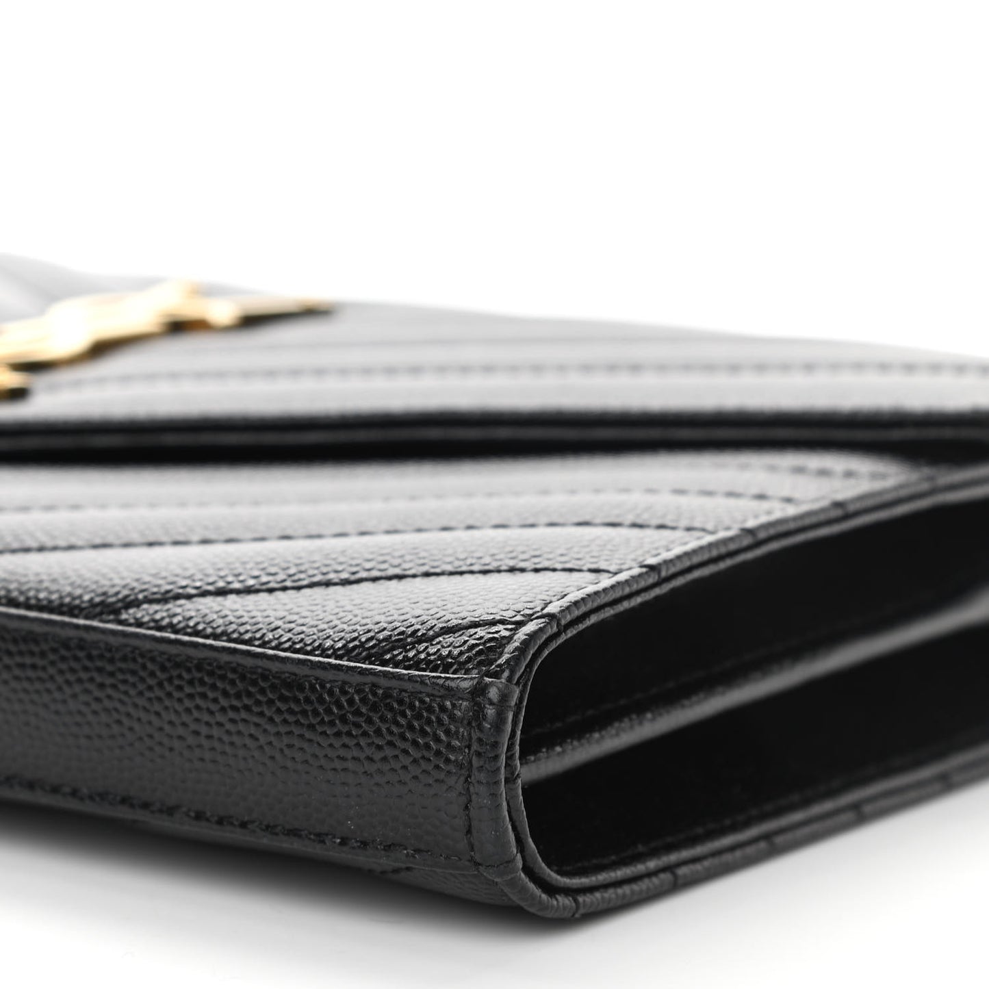 Grain De Poudre Matelasse Chevron Monogram Chain Wallet Black
