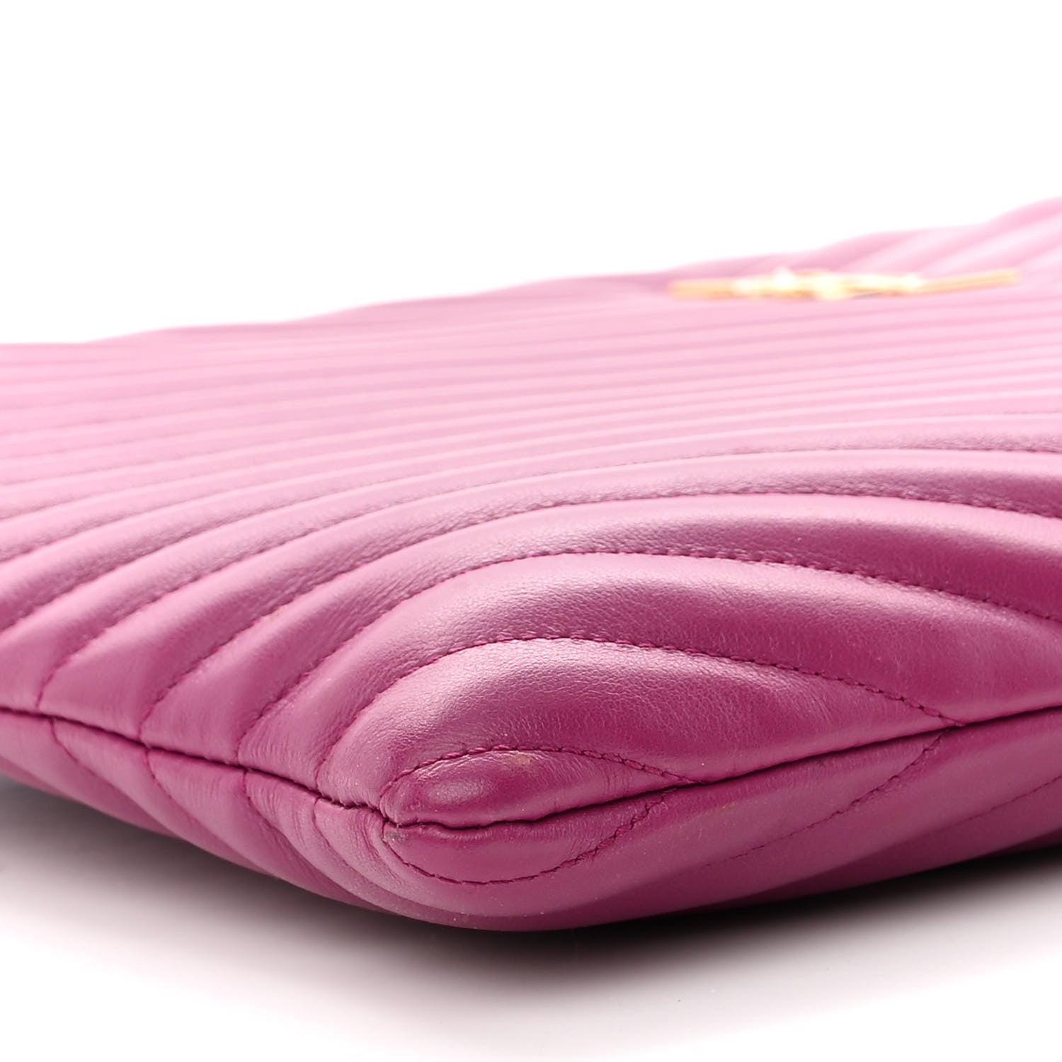 Saint Laurent Calfskin Matelasse Chevron Monogram Document Holder Dark Grape 9 of 14