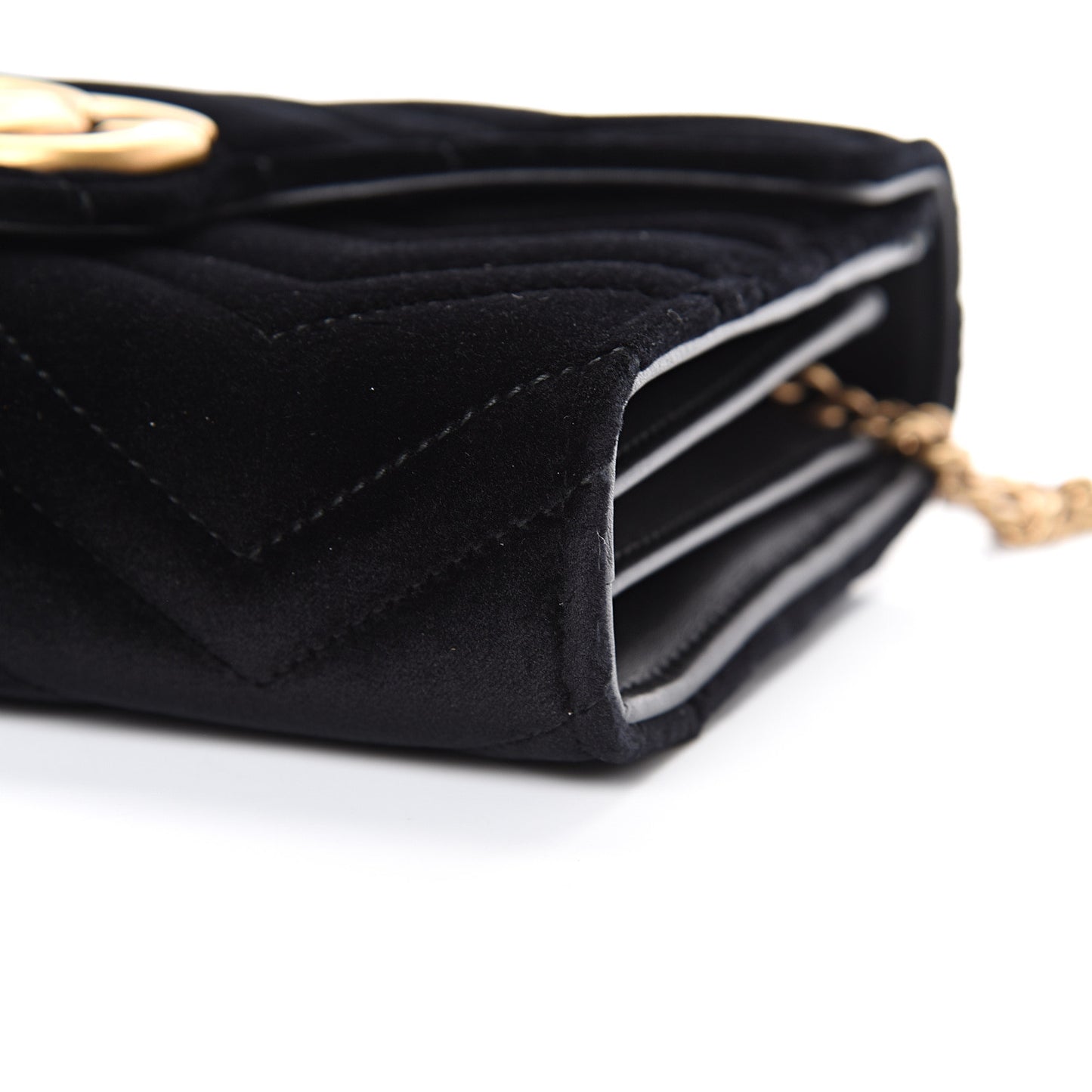 Velvet Matelasse GG Marmont Chain Wallet Black