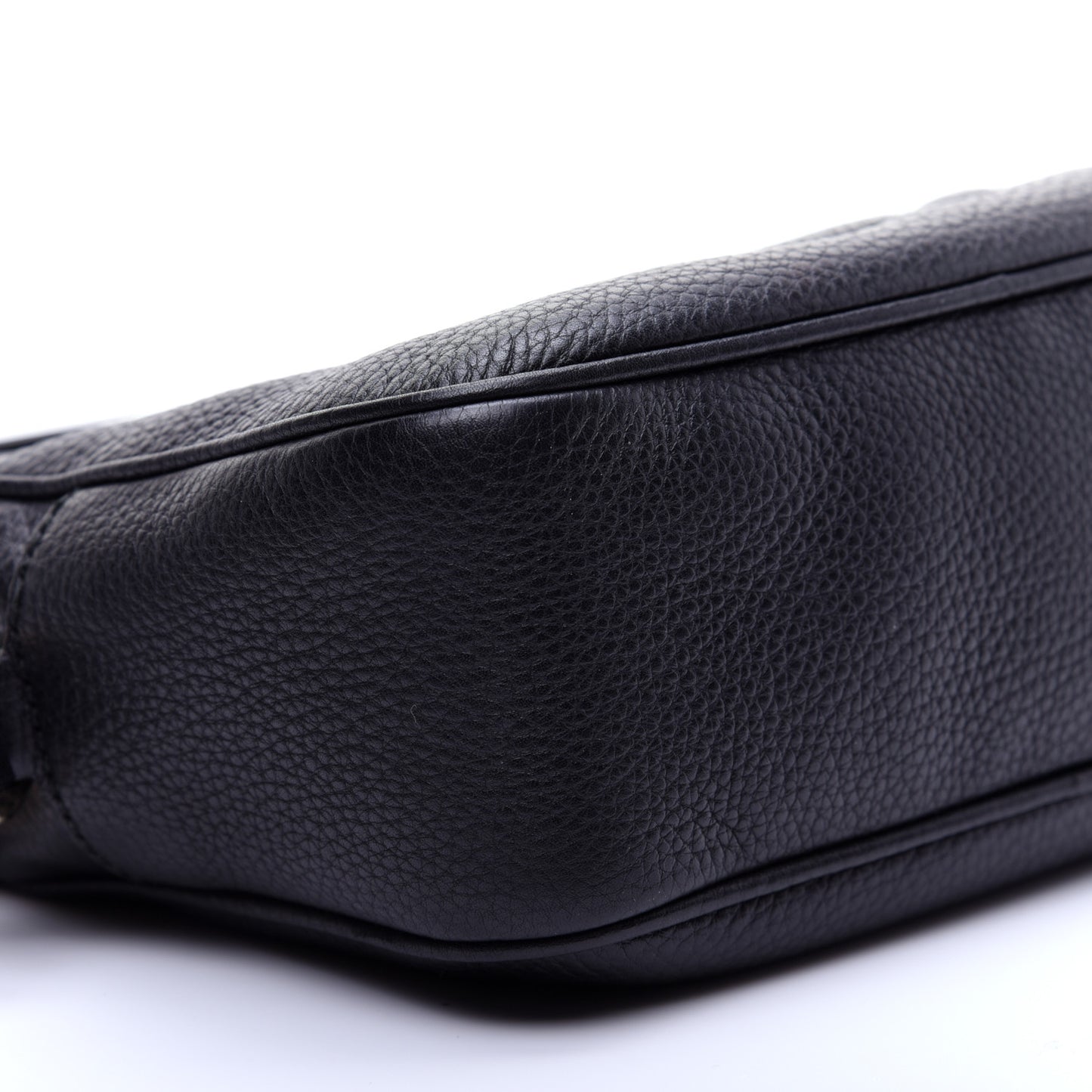 Pebbled Calfskin Small Soho Disco Bag Black