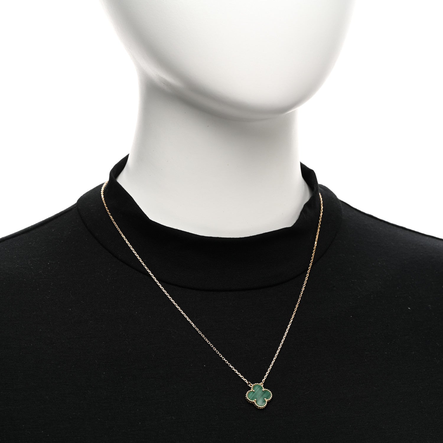 Van Cleef & Arpels 18K Yellow Gold Malachite Vintage Alhambra Pendant Necklace 2 of 4