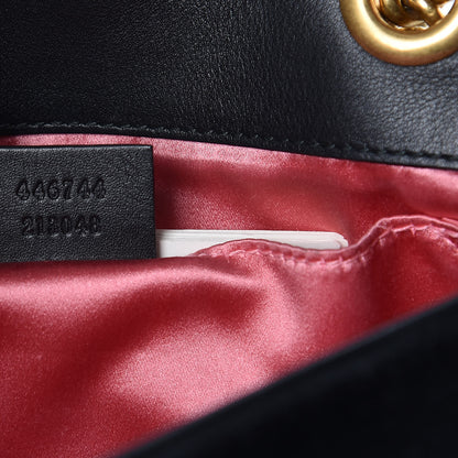 Gucci Velvet Matelasse Mini GG Marmont Shoulder Bag Black 7 of 9