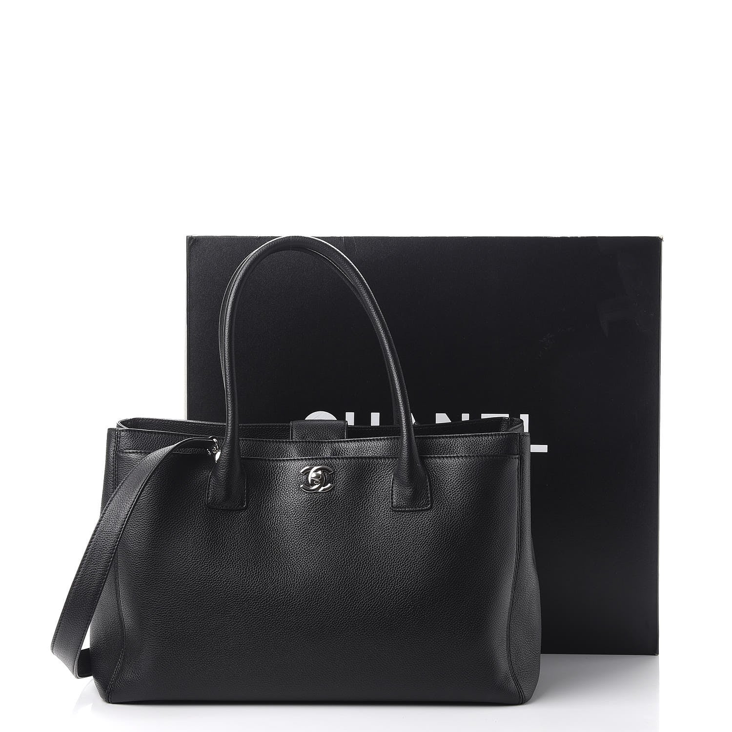Chanel Calfskin Cerf Executive Shopper Tote Black 11 of 11
