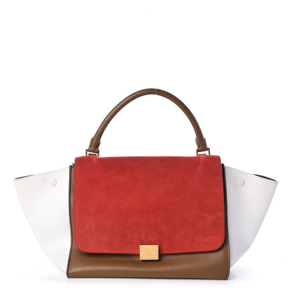 Celine Smooth Calfskin Suede Medium Tri-Color Trapeze Vermillion 1 of 13