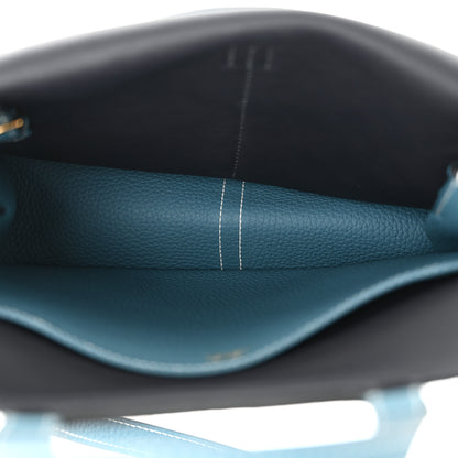 Hermes Taurillon Clemence Halzan 25 New Bleu Jean 5 of 11