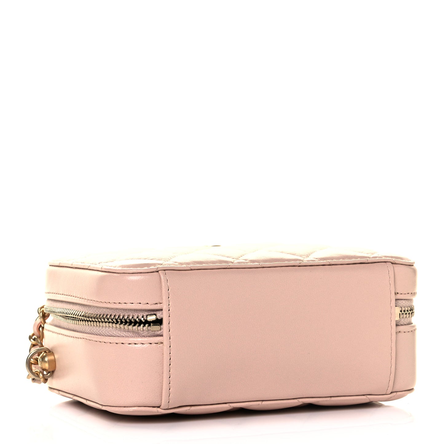 Lambskin Quilted CC Pearl Crush Camera Case Light Beige