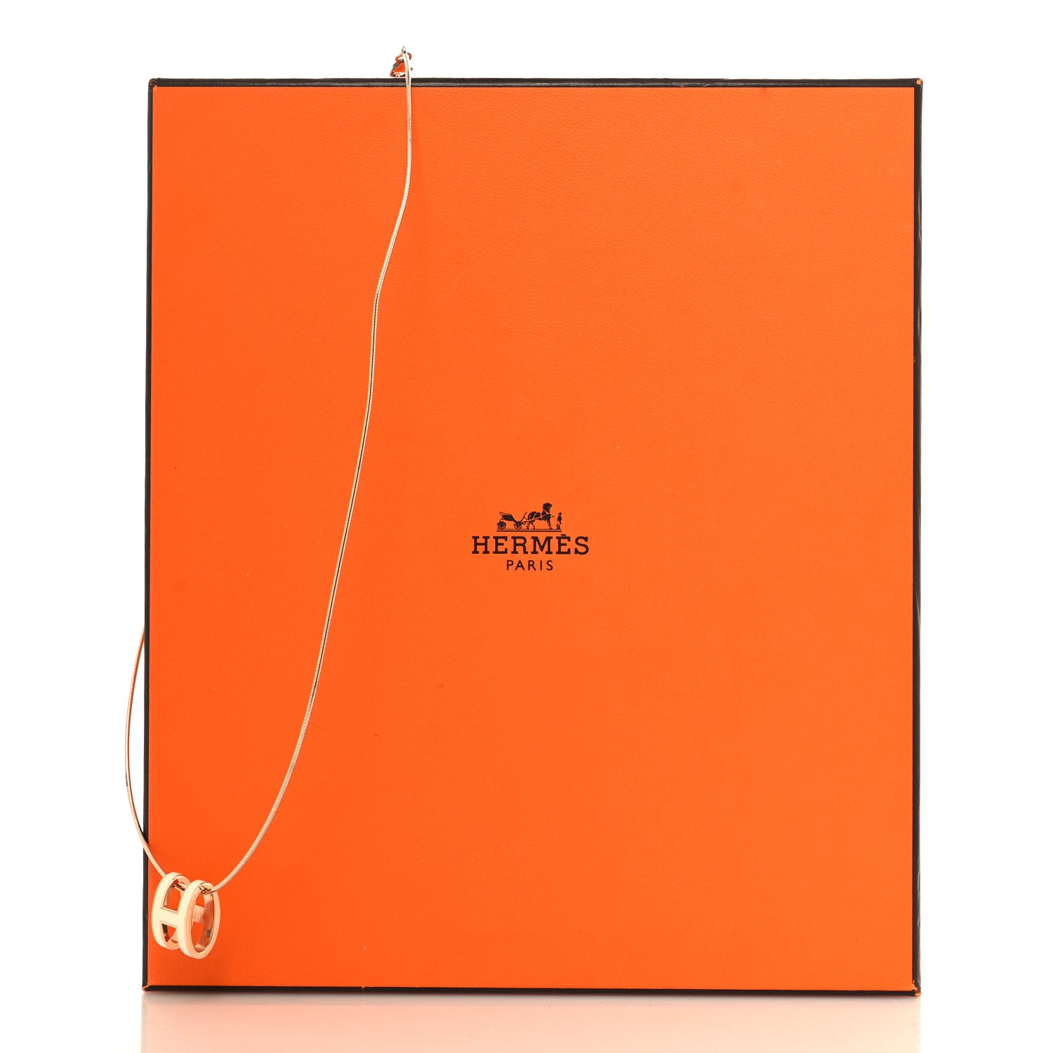 Hermes Lacquered Rose Gold Pop H Pendant Necklace Ecru 6 of 6