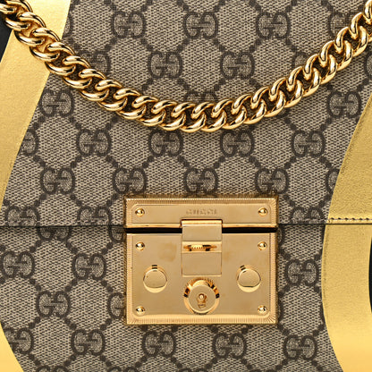 Gucci Calfskin GG Supreme Monogram Medium Padlock Shoulder Bag Black Gold 8 of 10