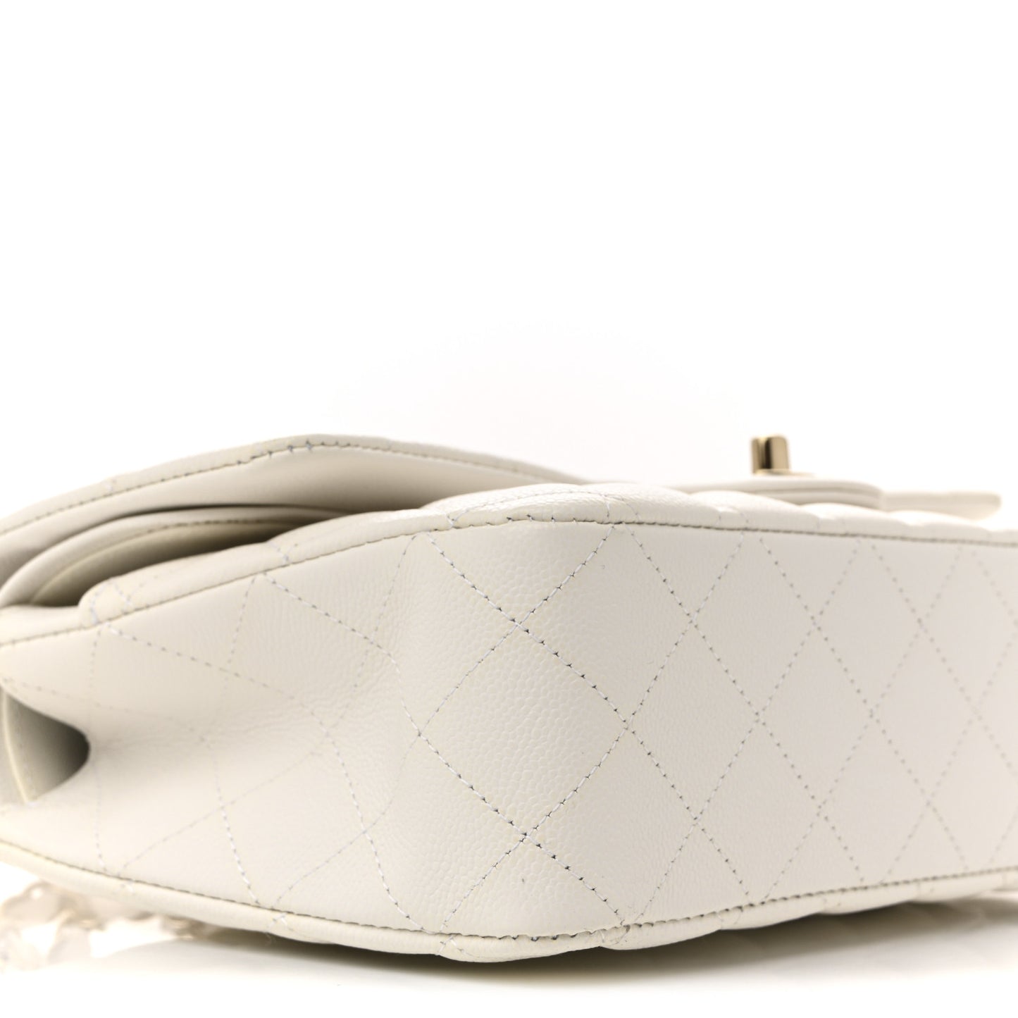 Caviar Quilted Medium Double Flap White