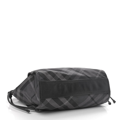 Burberry Nylon Check Small Buckleigh Packable Tote Charcoal 4 of 8