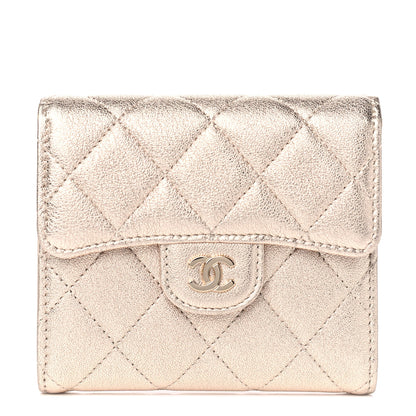 Chanel Metallic Lambskin Quilted Compact Flap Wallet Gold 1 of 8