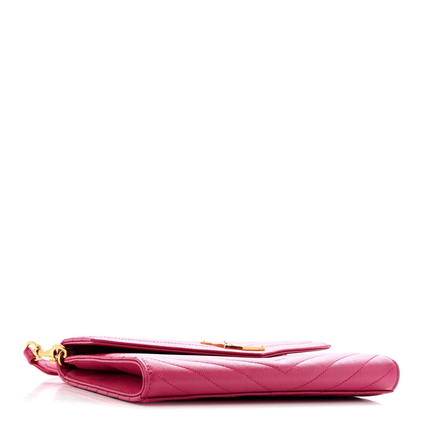Grain De Poudre Matelasse Chevron Monogram Envelope Clutch Fuchsia