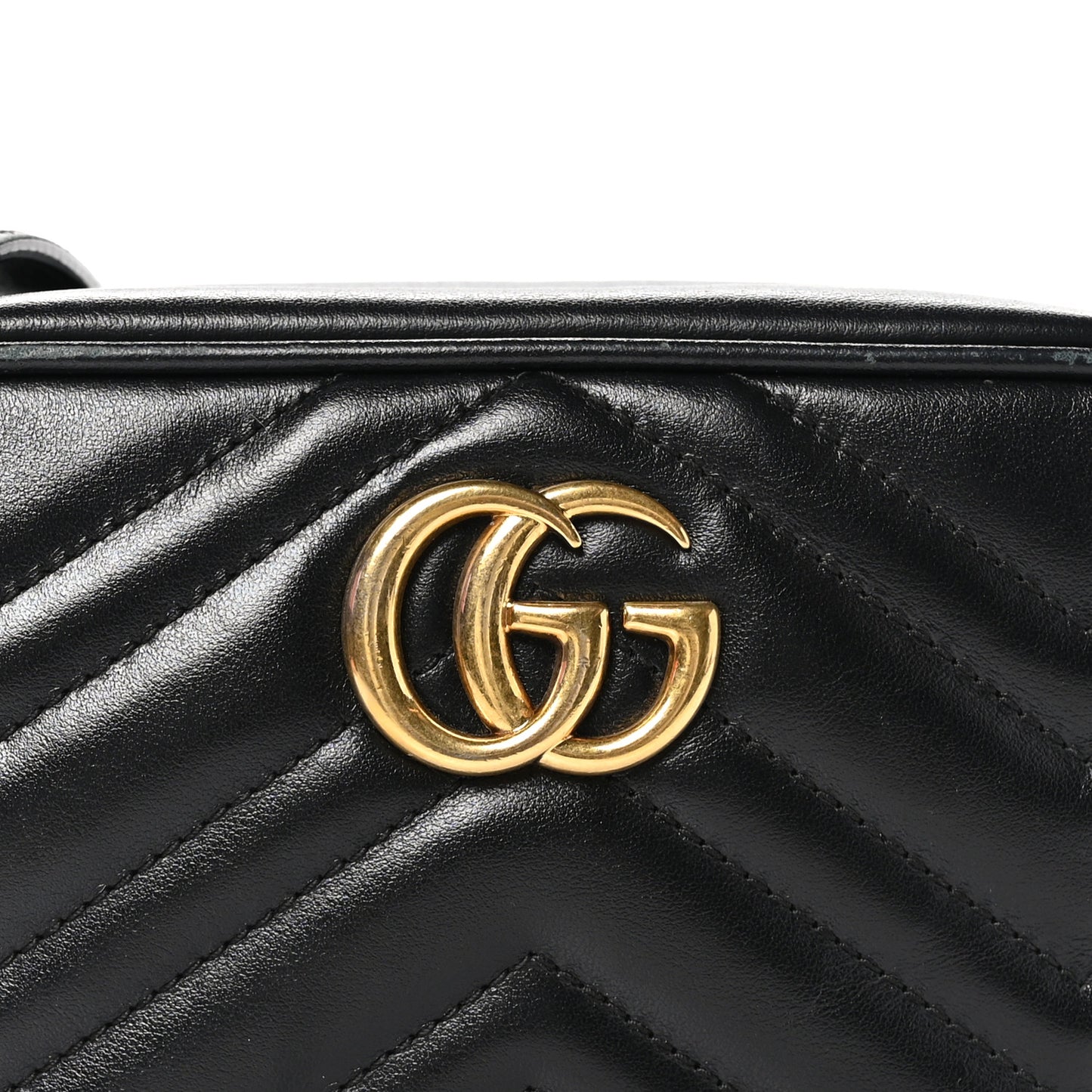 Calfskin Matelasse Mini GG Marmont Chain Shoulder Bag Black