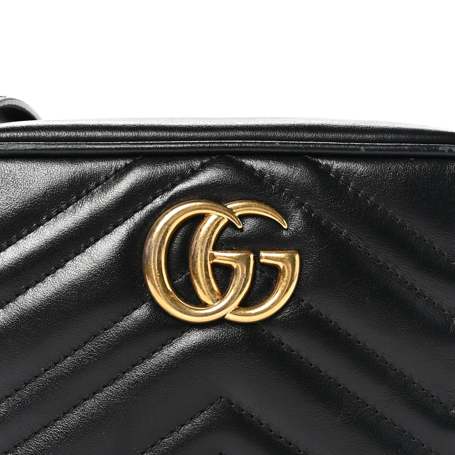 Gucci Calfskin Matelasse Mini GG Marmont Chain Shoulder Bag Black 9 of 11