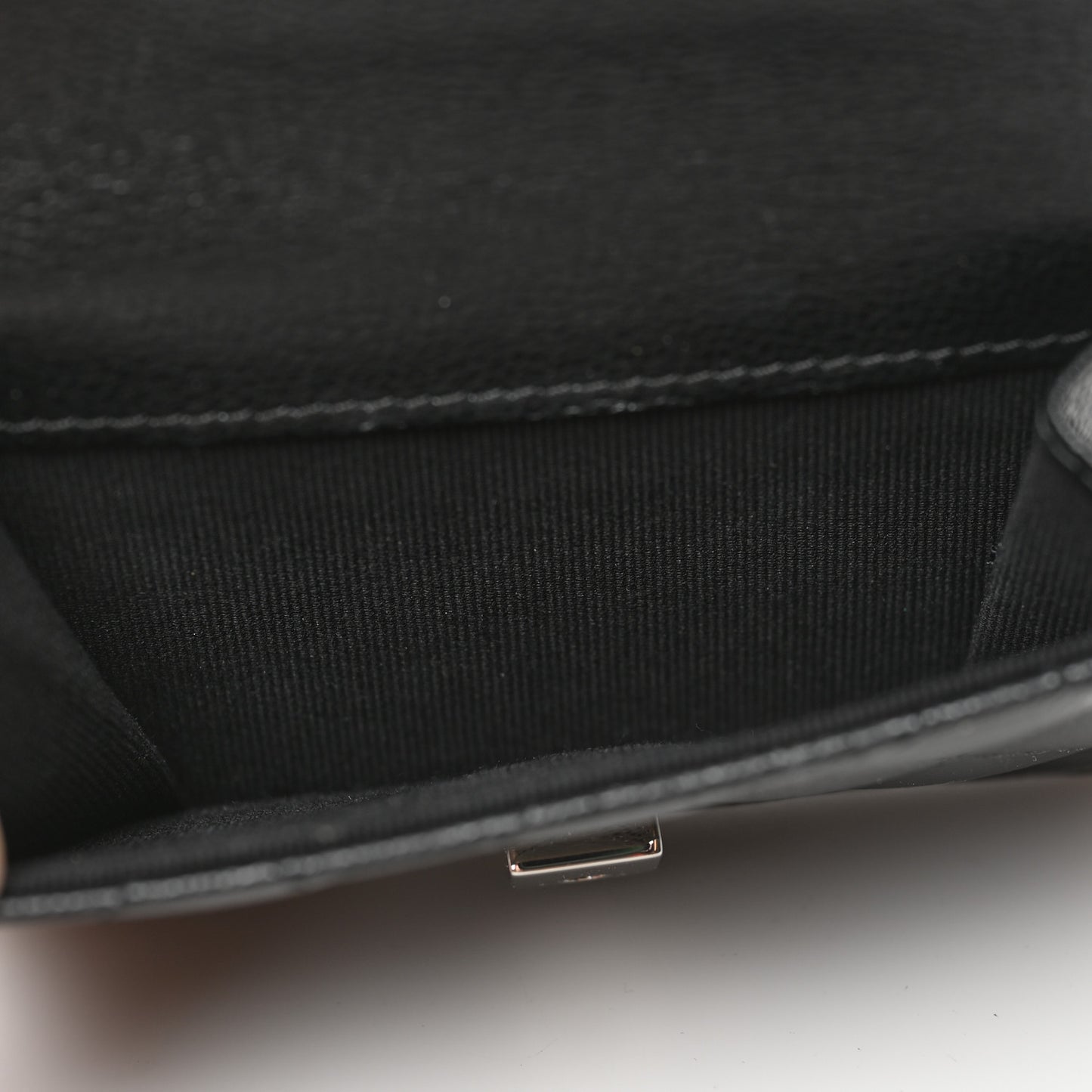 Grained Calfskin Quilted CC Box Compact Flap Wallet Black