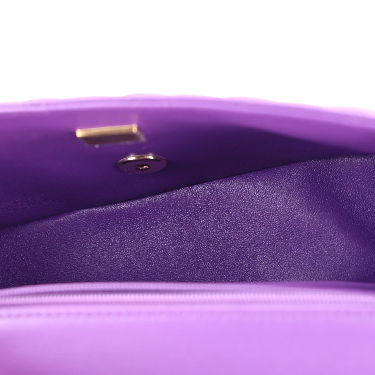 Lambskin Quilted Mini Top Handle Rectangular Flap Dark Purple
