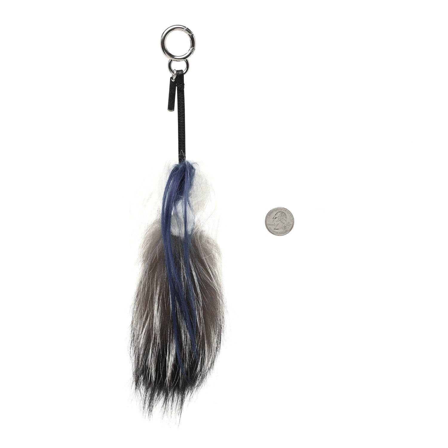 Fendi Mink Fox Goat Fur Mini Karlito Bag Charm Blue 2 of 4