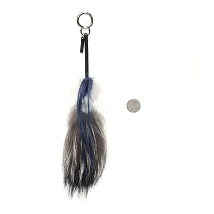 Fendi Mink Fox Goat Fur Mini Karlito Bag Charm Blue 2 of 4
