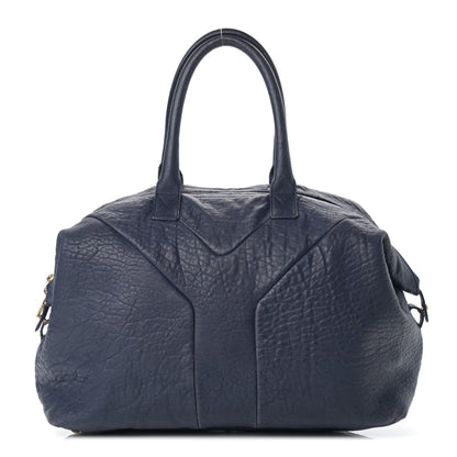 Saint Laurent Pebbled Lambskin Medium Easy Sac Navy 1 of 16