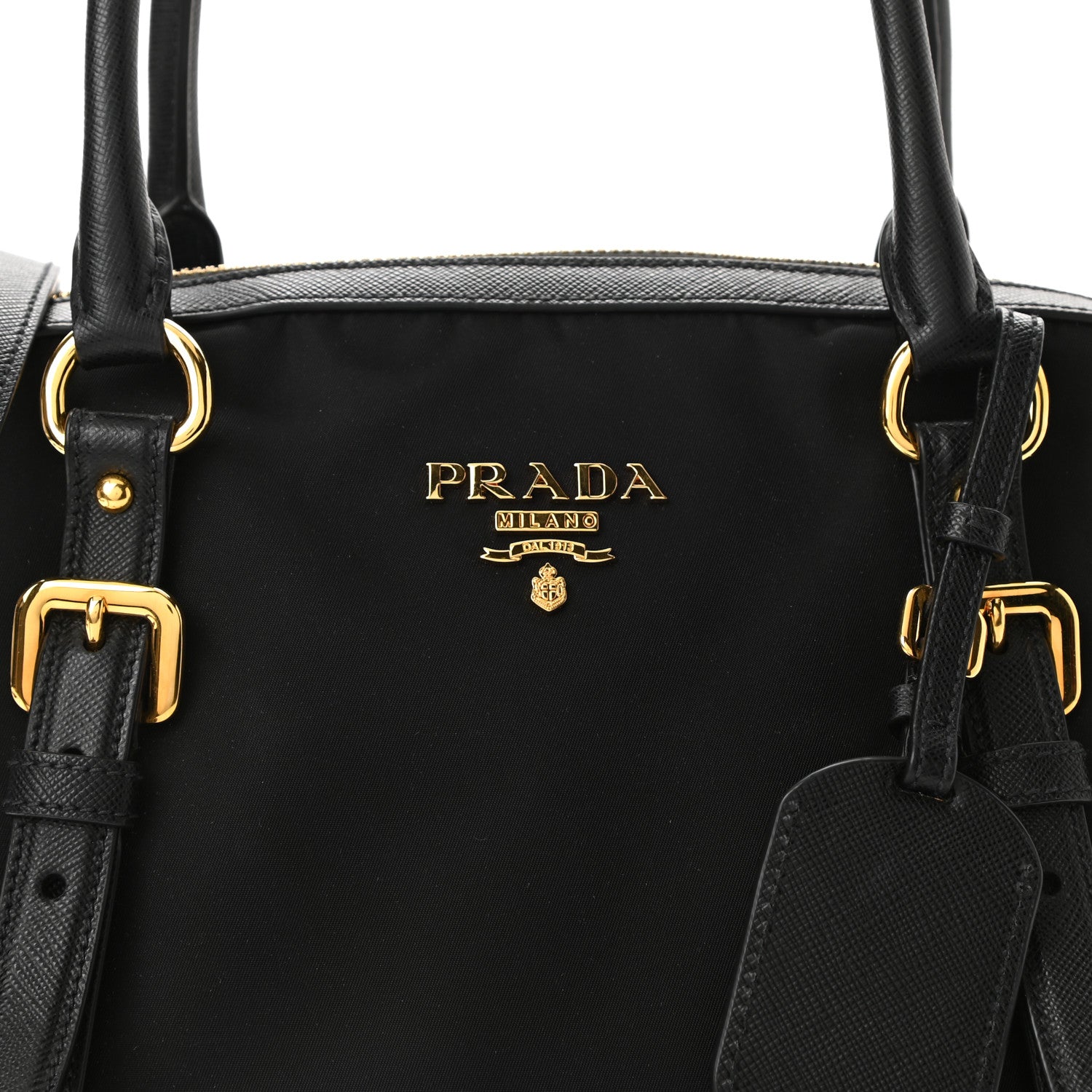 Prada Tessuto Nylon Saffiano Tote Black 7 of 9