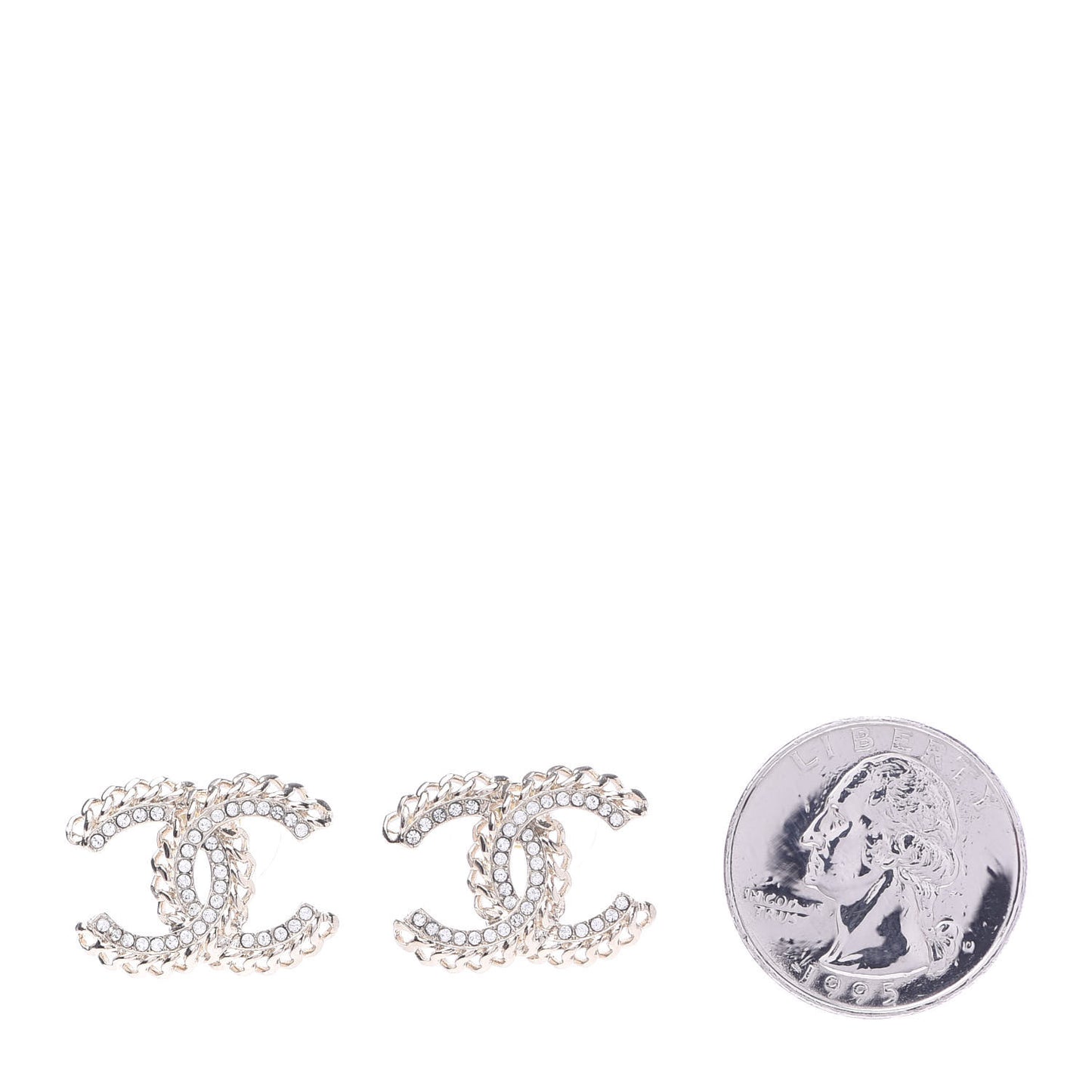 Crystal Chain CC Earrings Gold