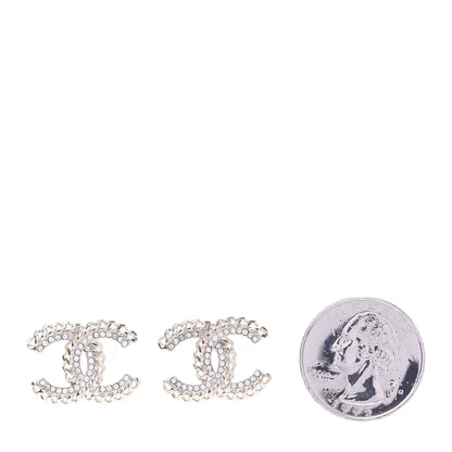 Chanel Crystal Chain CC Earrings Gold 2 of 5