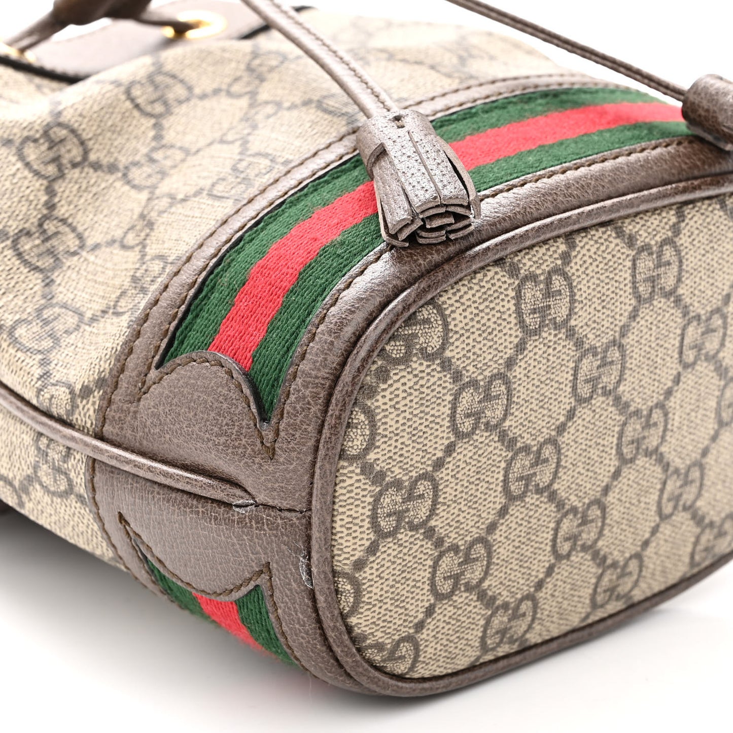 GG Supreme Monogram Web Mini Ophidia Bucket Bag Brown