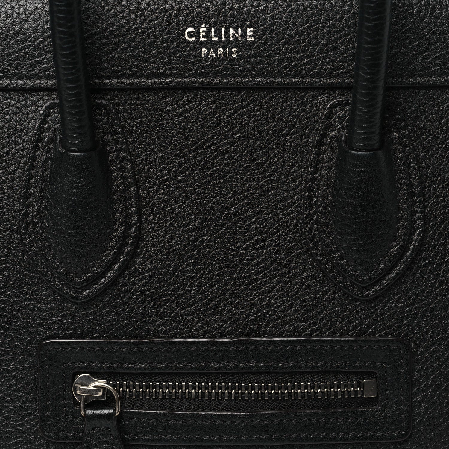 Celine Drummed Calfskin Nano Luggage Black 7 of 10