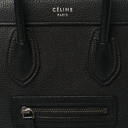 Celine Drummed Calfskin Nano Luggage Black 7 of 10