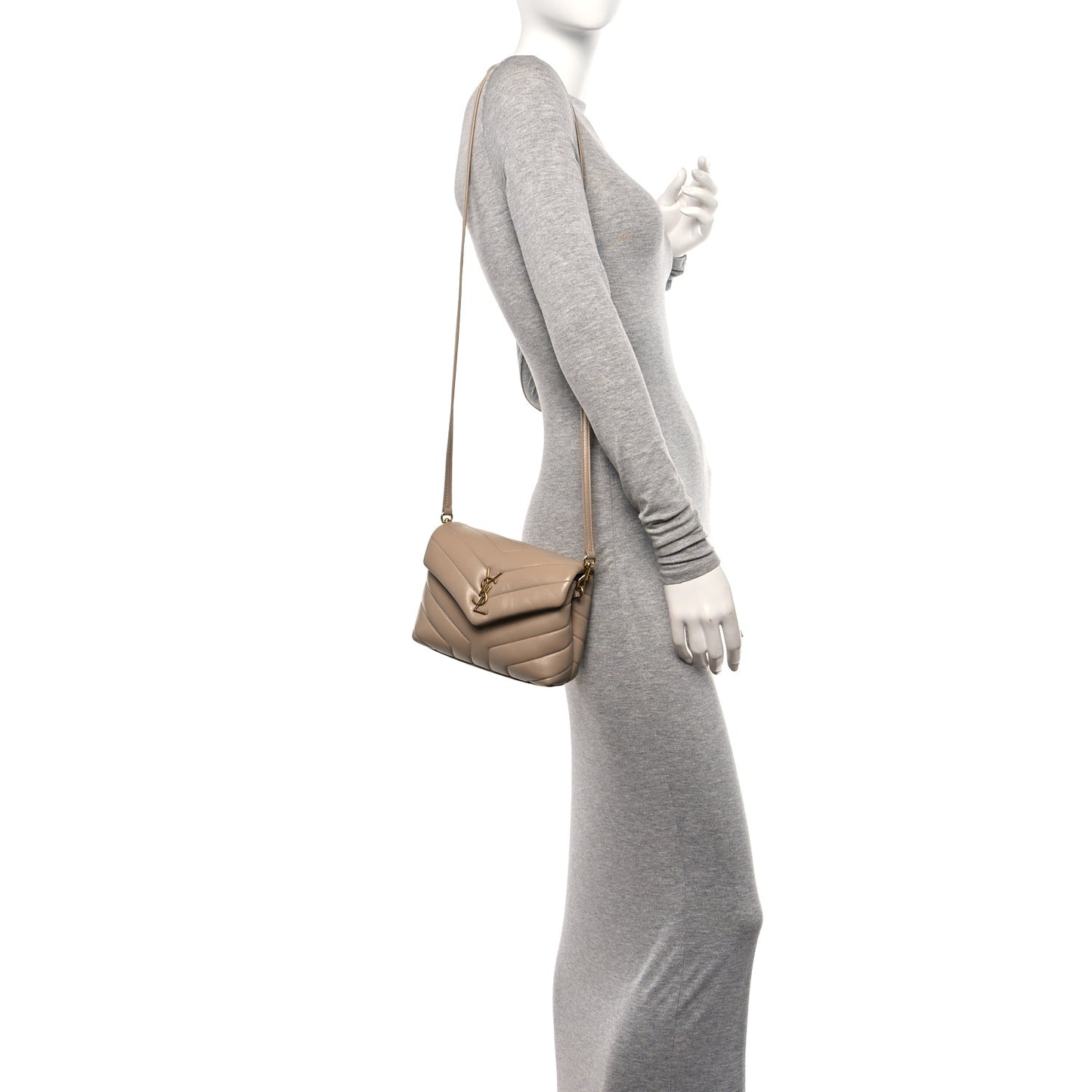 Calfskin Y Quilted Monogram Toy Loulou Crossbody Bag Dark Beige