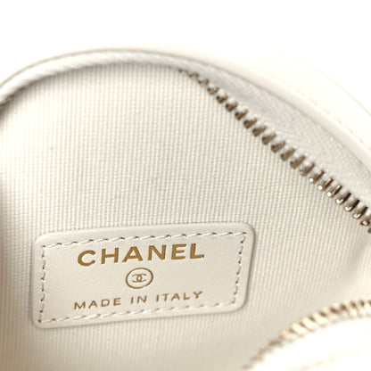 Chanel Tweed Quilted Round Filigree Pouch With Chain White Black 6 of 10