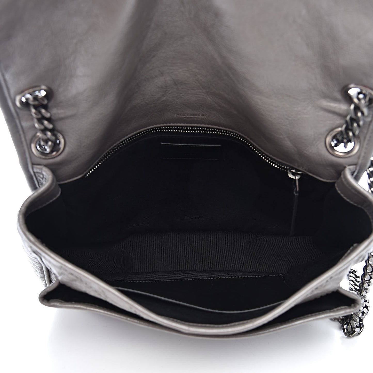 Crinkled Calfskin Matelasse Monogram Medium Niki Chain Satchel Fog