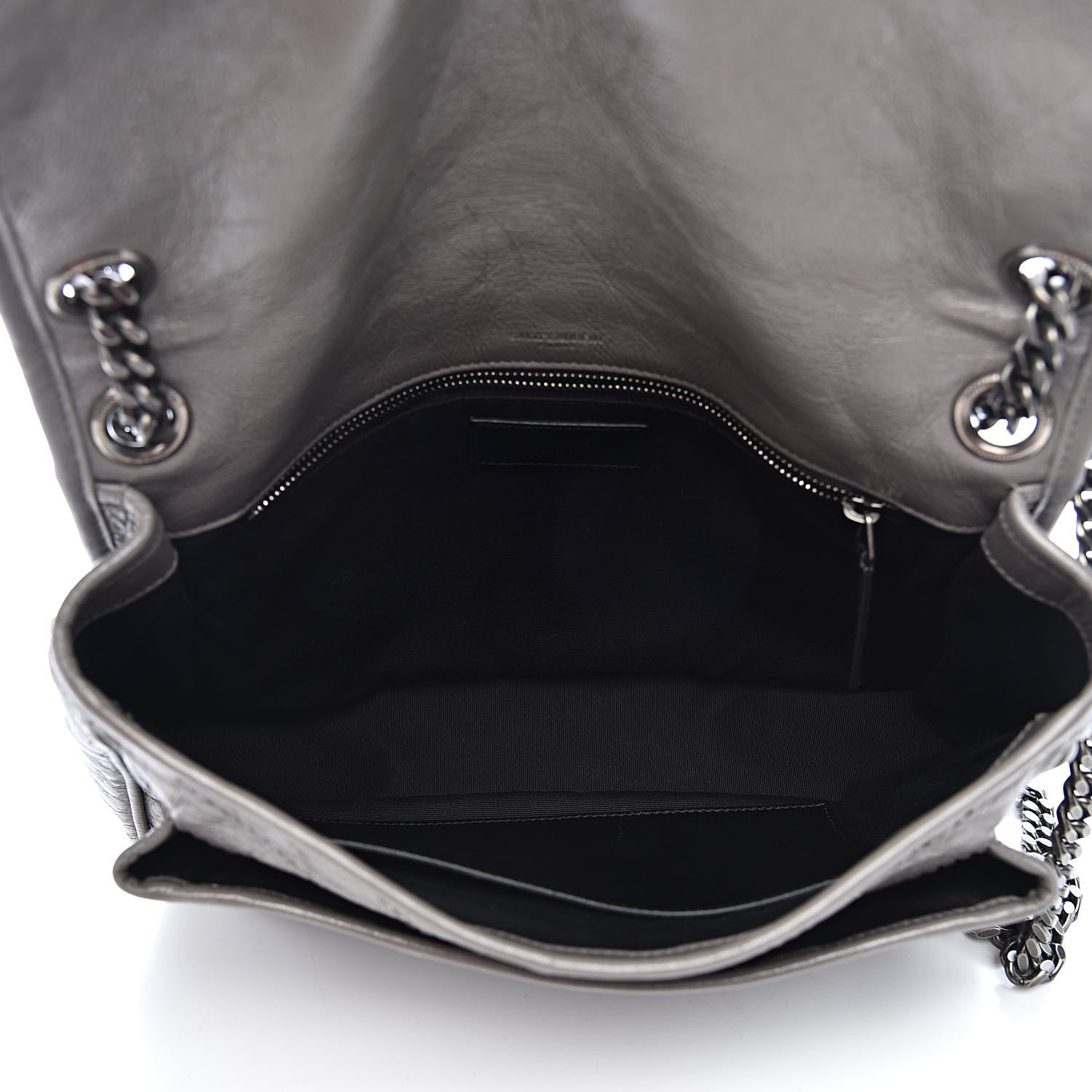 Saint Laurent Crinkled Calfskin Matelasse Monogram Medium Niki Chain Satchel Fog 5 of 10