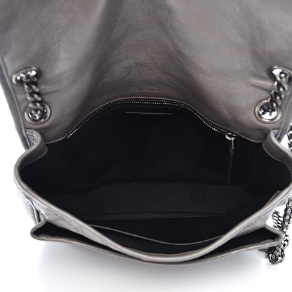 Saint Laurent Crinkled Calfskin Matelasse Monogram Medium Niki Chain Satchel Fog 5 of 10