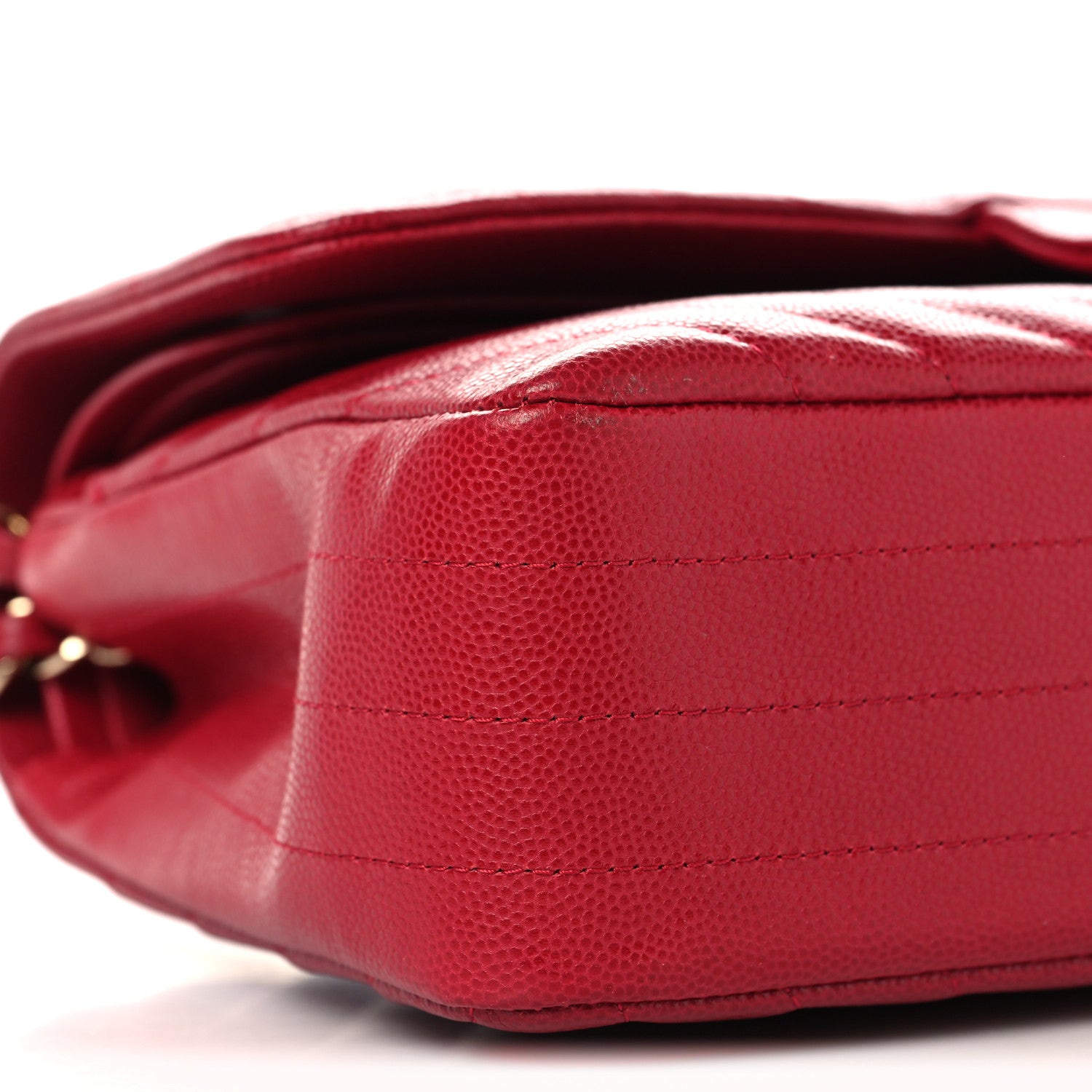 Chanel Caviar Chevron Quilted Medium Double Flap Red 9 of 10