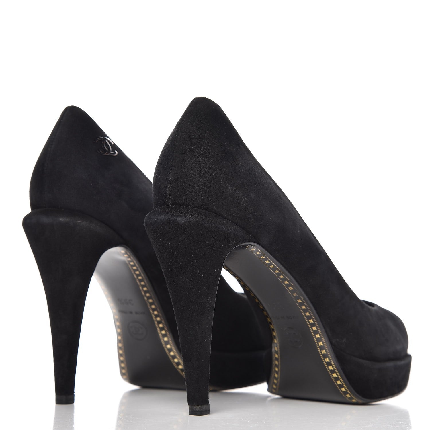 Chanel Suede Patent Cap Toe Pumps 39.5 Black 4 of 10