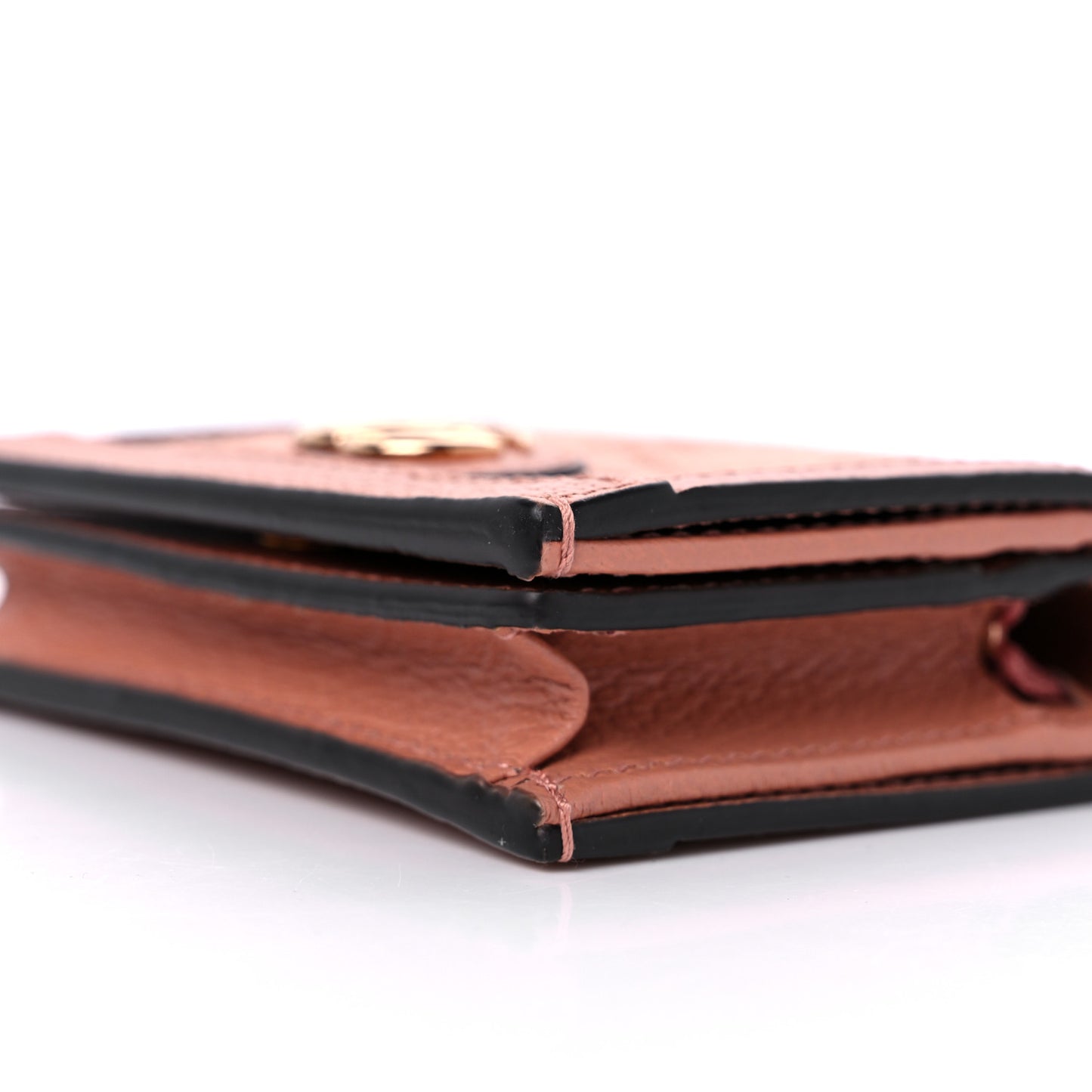 Monogram Textured Dollar Calfskin Card Case Cloche Rose Pink